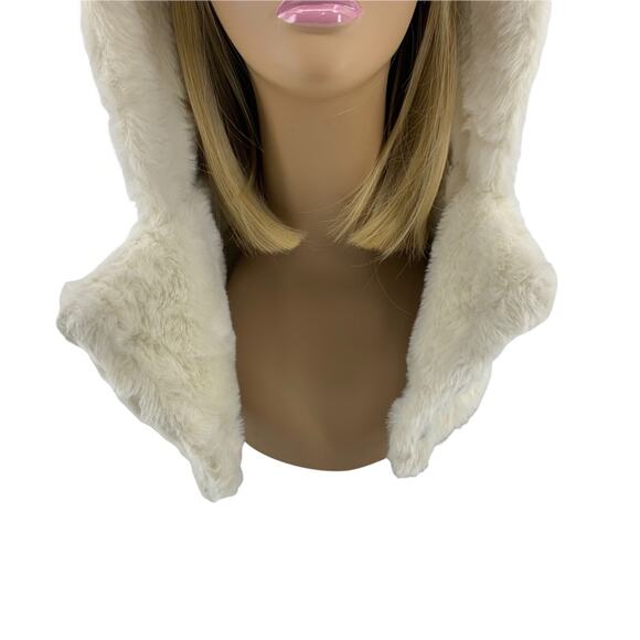 DKNY Logo Detached Puffer Hood Iridescent Metallic Shell + Faux Fur Lined Hat - Picture 9 of 15